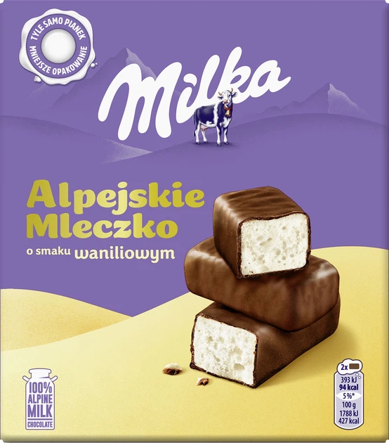Конфеты Milka со взбивным корпусом со вкусом ванили глазированные молочным шоколадом, 330 г