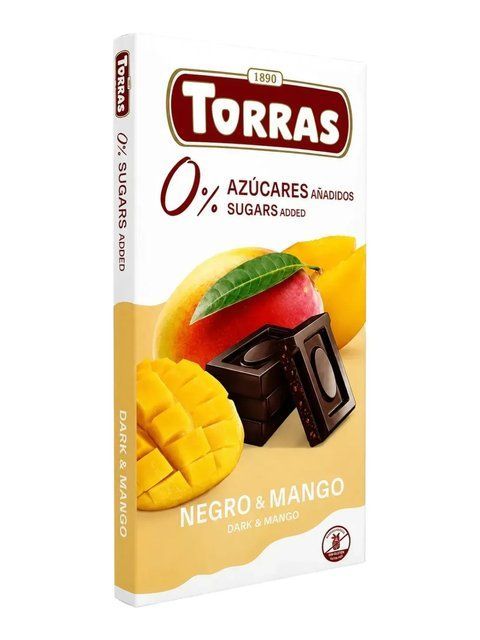 Шоколад Torras черный с МАНГО без сахара, 75г