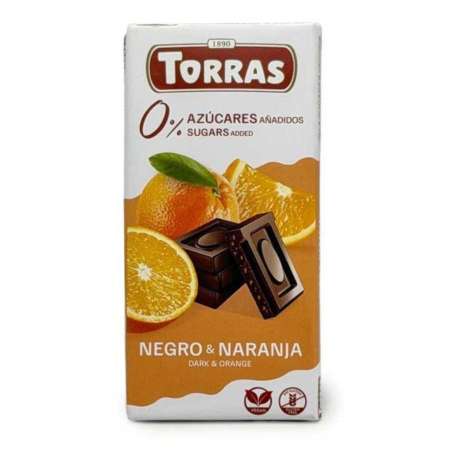 Шоколад чорний з апельсином Torras без цукру та глютена, 75г