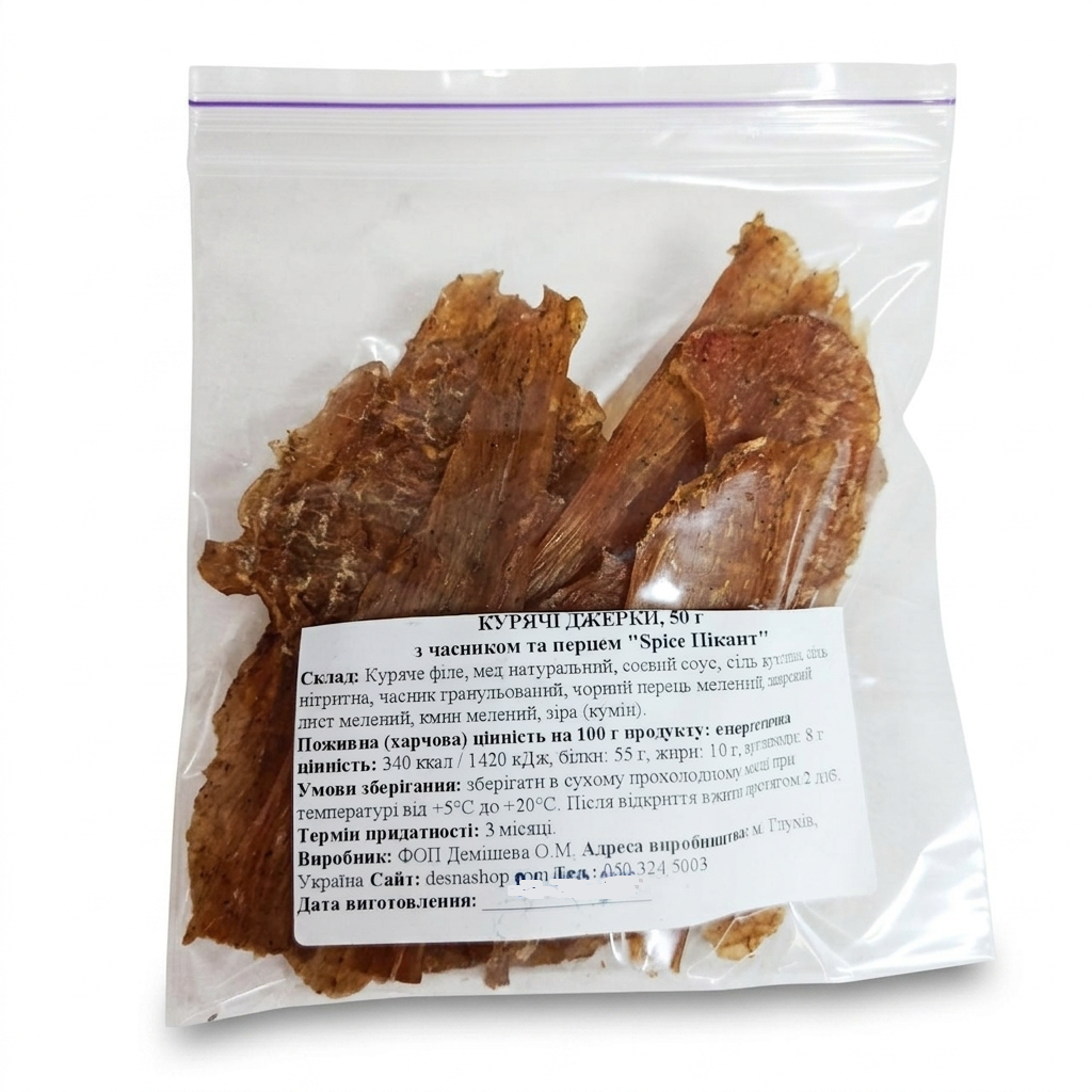 Курячі джерки з часником та перцем "Spice Пікант" (вагові), 50 г
