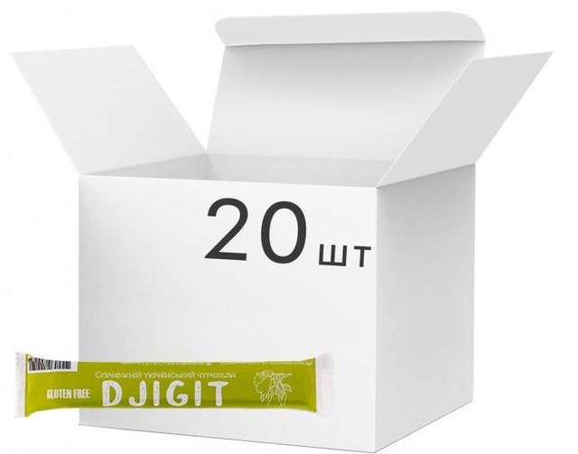 Упаковка батончиків Djigit зі шматочками груші 30 г х 20 шт