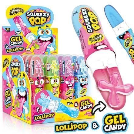 Льодяник та рідкий гель-цукерка Johny Bee  Squeezy Pop & Gel Candy, 34 г