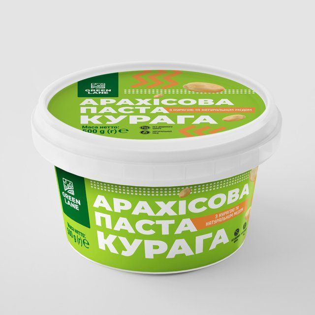 Арахісова паста з курагою та медом 500 г., натуральна, без доданого цукру, без консервантів КУРАГА