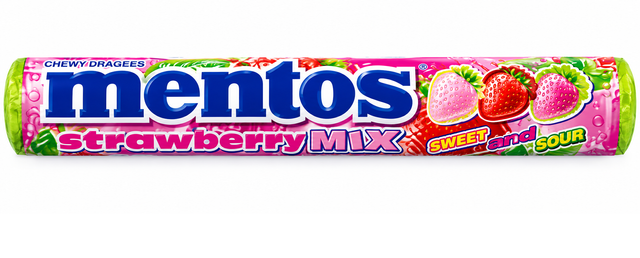 Жувальні драже Mentos Полуничний Мікс, 37 г
