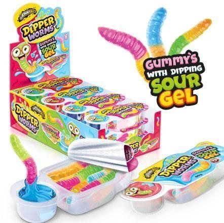 Жувальні цукерки &laquo;JohnyBee Dipper Worms&raquo;  з кислим гелем, 60 г