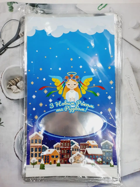 Новогодняя фольгированная упаковка 20*35 см  Дети